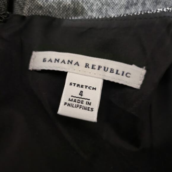 Banana Republic Gray Black White Wool Blend Tweed Pencil Dress, Sz 4 - Picture 3 of 9